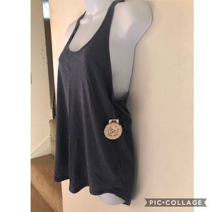 New SO cutout racerback tank navy blue